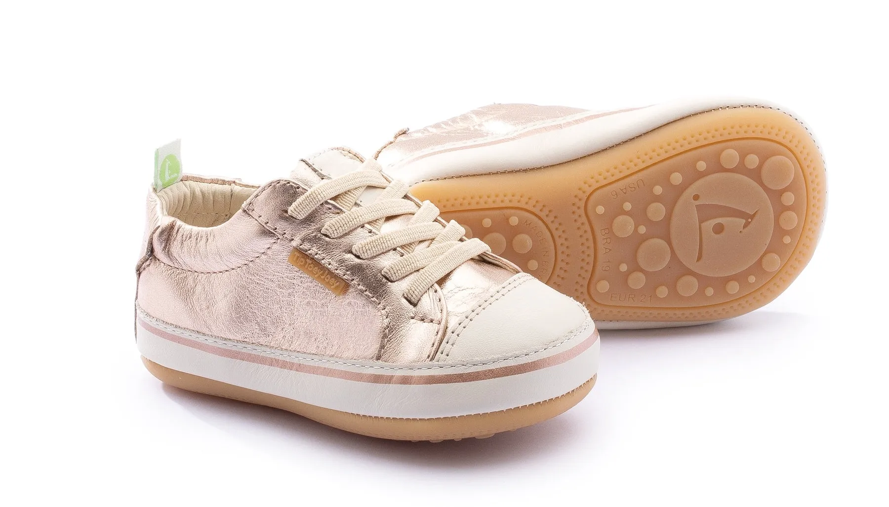 Tip Toey Joey Girl's Funky Sneakers, Tapioca/Metallic Salmon