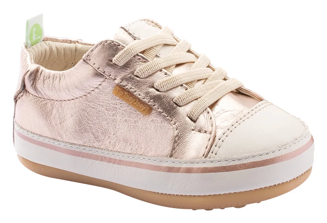 Tip Toey Joey Girl's Funky Sneakers, Tapioca/Metallic Salmon