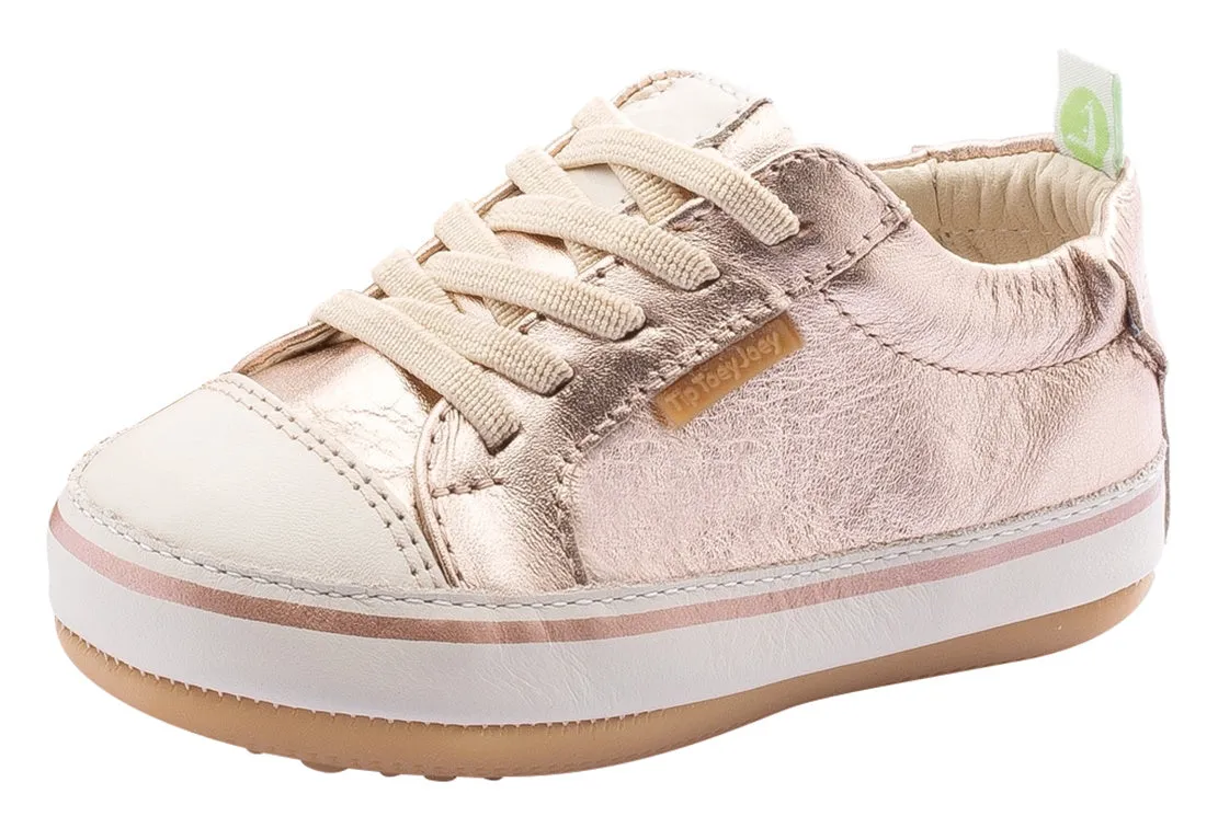 Tip Toey Joey Girl's Funky Sneakers, Tapioca/Metallic Salmon