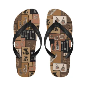 Unisex Earthy Blocks Tribal Print Flip Flops