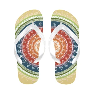 Unisex Folkloric Mandala Print Flip Flops