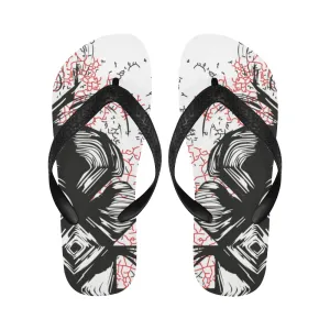 Unisex Mystic Black Doodle Print Flip Flops