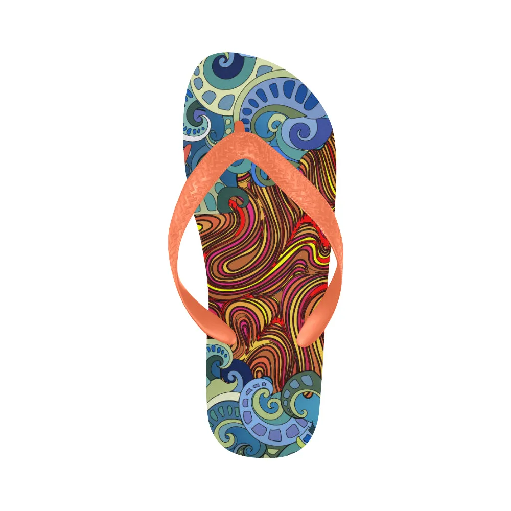 Unisex Trippy Sun Psychedelic Print Flip Flops