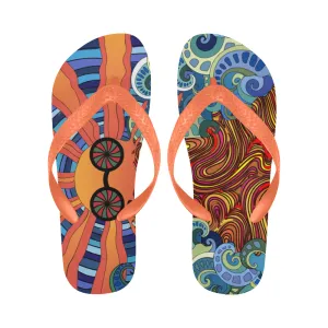 Unisex Trippy Sun Psychedelic Print Flip Flops