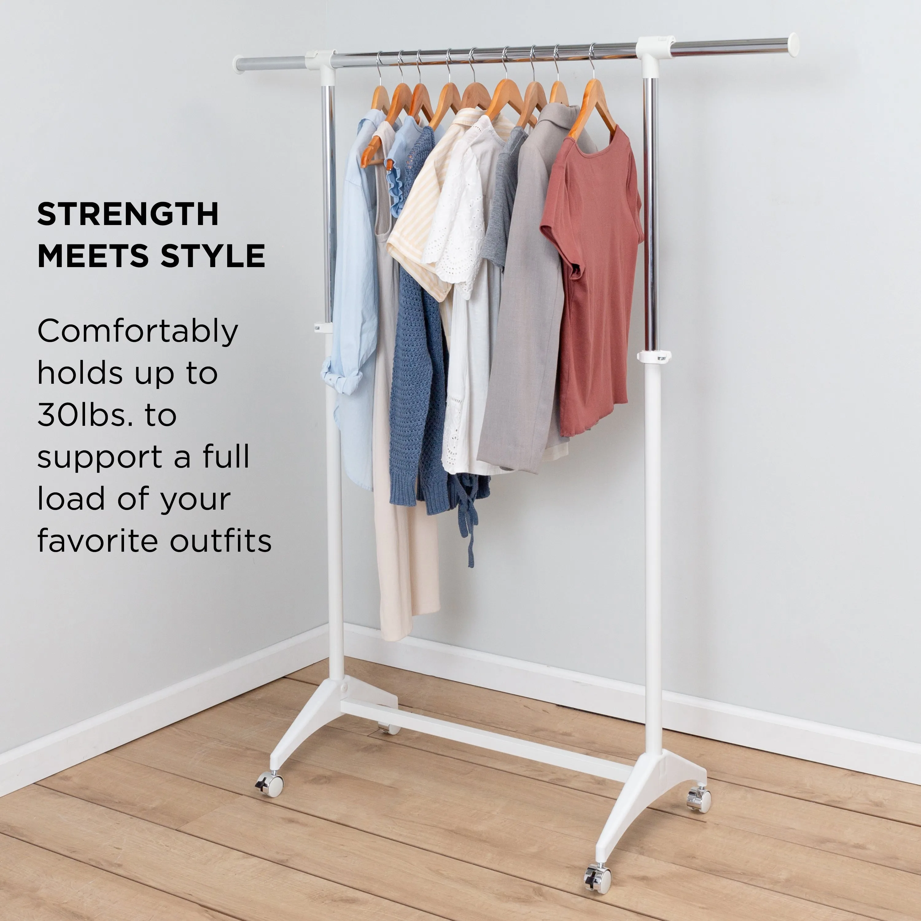 White Expandable Rolling Clothes Rack