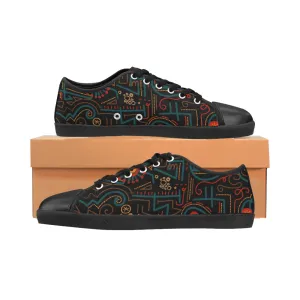 Women's Big Size Maze Doodle Print Canvas Low Top Shoes