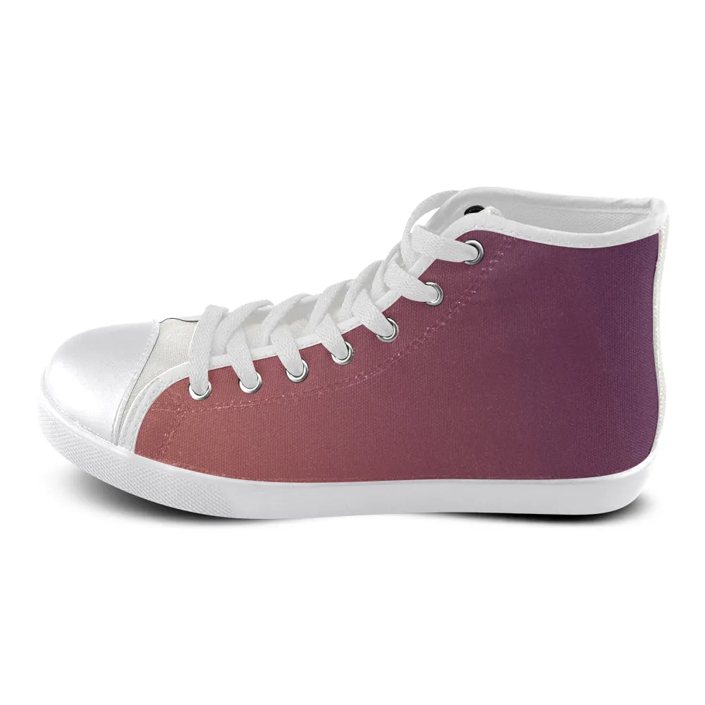 Women's Big Size Purple-Mauve Solids Print High Top Canvas Shoes