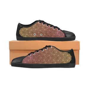 Women's Big Size Salmon Gradient Mandala Print Canvas Low Top Shoes