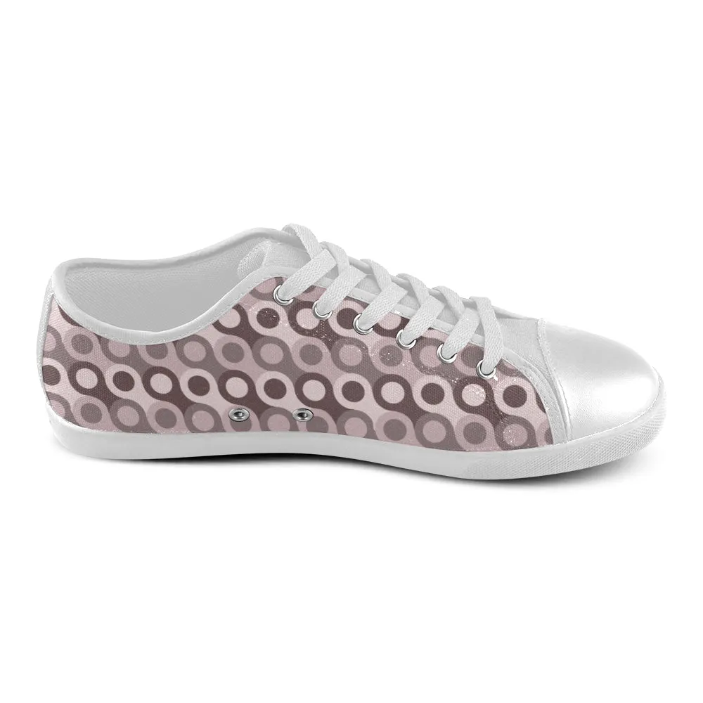 Women's Big Size Stacked Dots Polka Print Canvas Low Top Shoes