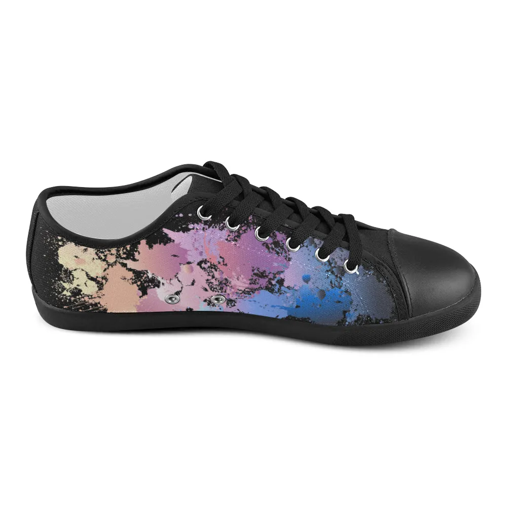 Women's Dabbed Paint Splatter Print Canvas Low Top Shoes