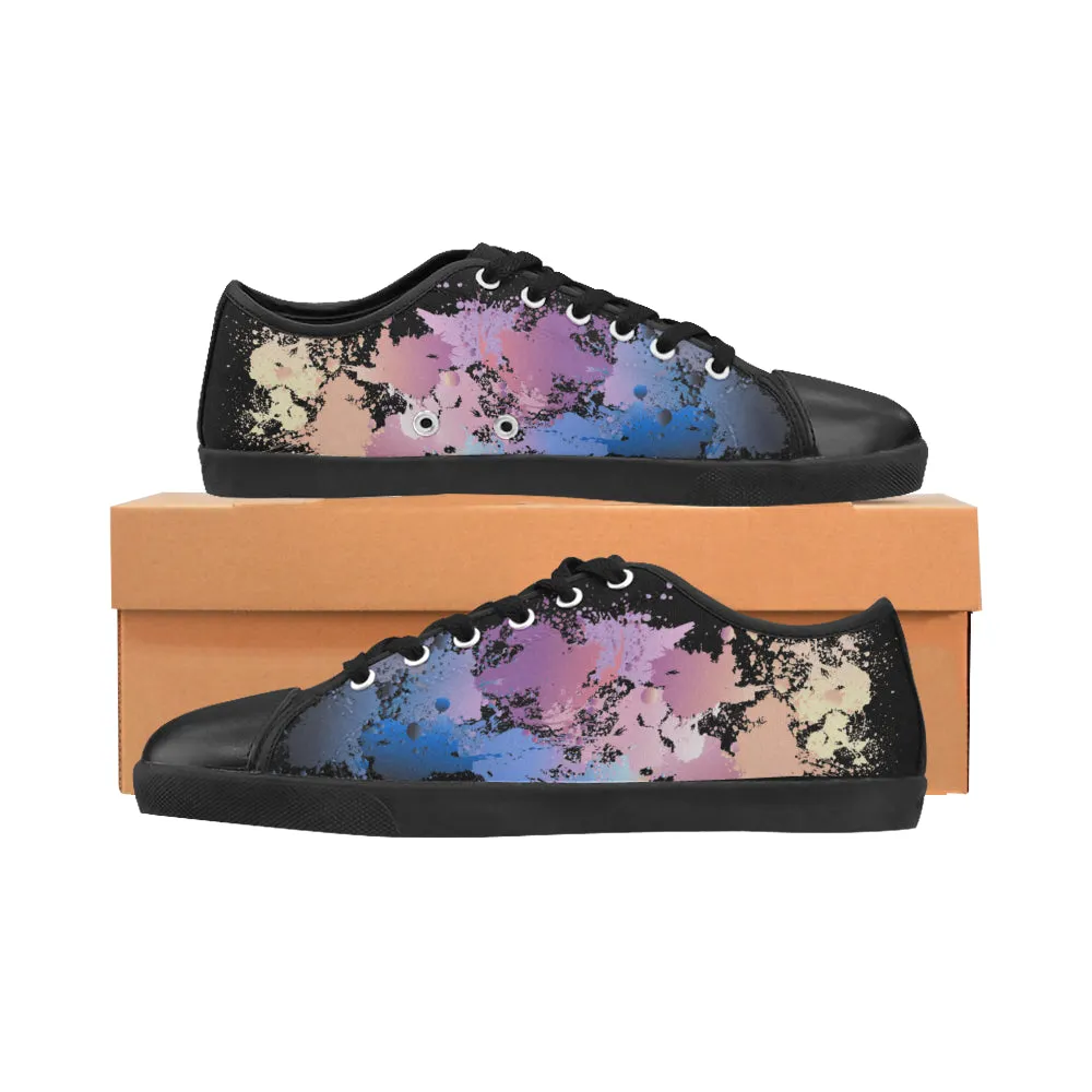 Women's Dabbed Paint Splatter Print Canvas Low Top Shoes