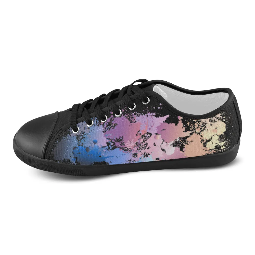 Women's Dabbed Paint Splatter Print Canvas Low Top Shoes