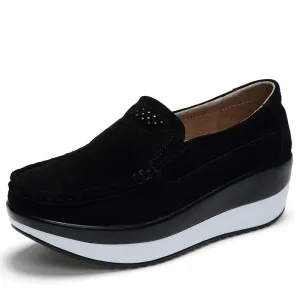 Women's platform leisure simple canvas walking slip-on loafers