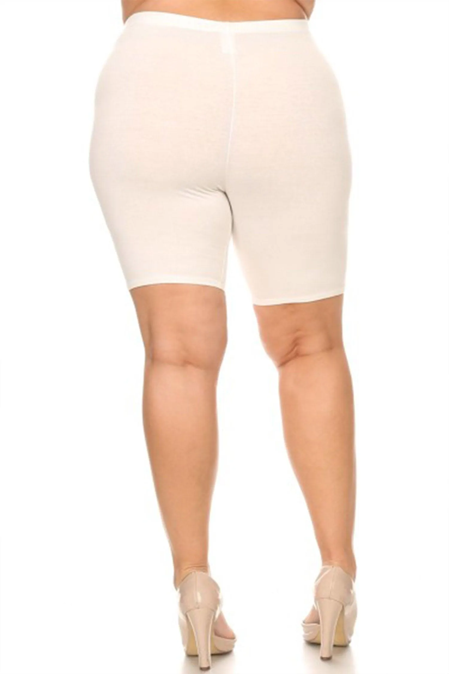 Women's Plus Size Casual Basic Solid Biker Shorts Pants