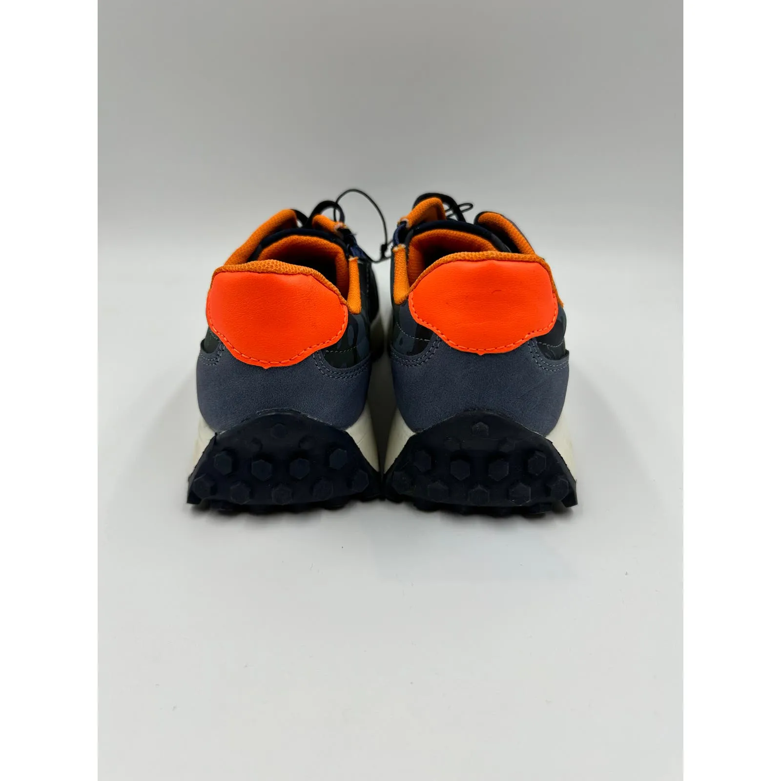 Women's Size 7, Blue Camo with Orange Accents Casual Sneaker