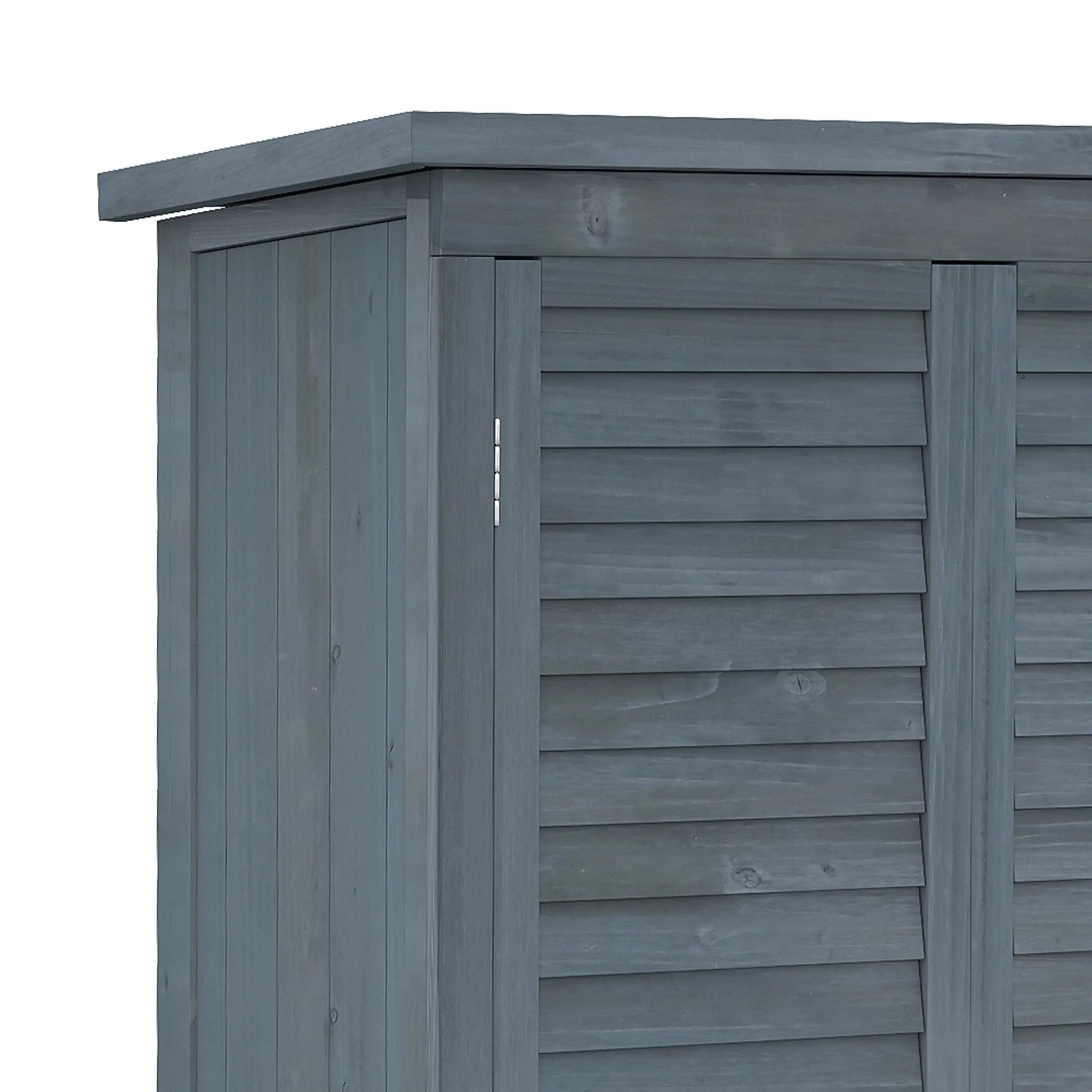 Wooden Garden Storage Shed, 3 Shelves Tool Cabinet, Grey