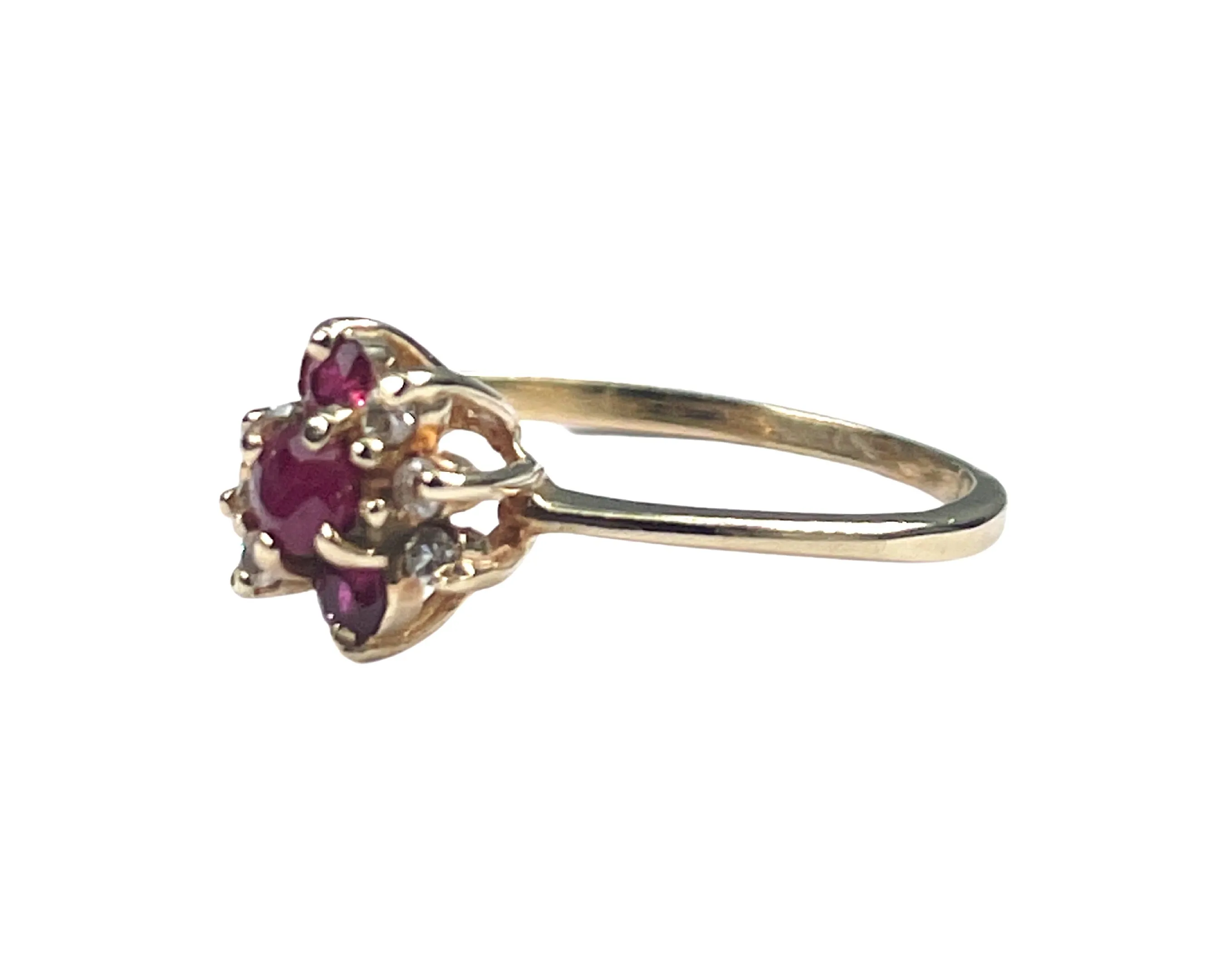 Yellow Gold Ruby and Diamond Ring (Authentic Pre-Owned)